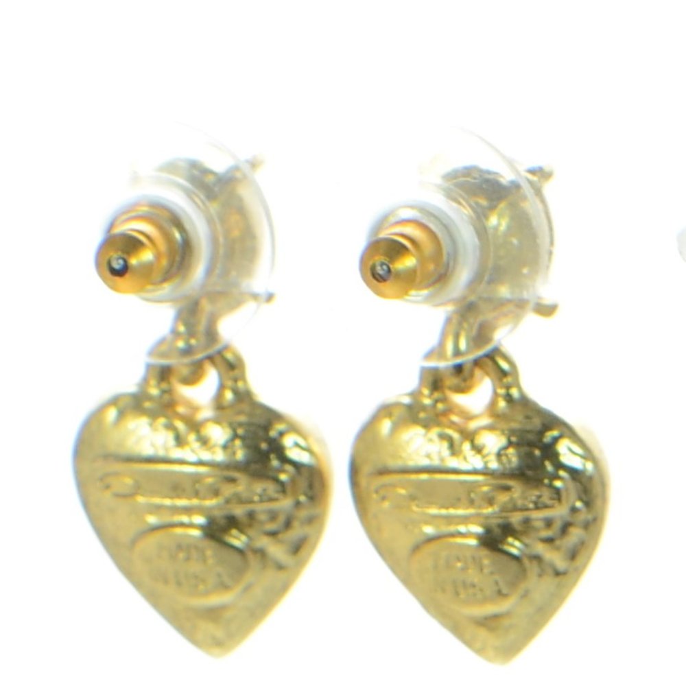 Oscar de la Renta Baby Heart Goldtone & Glass Crystal Drop Earrings - Picture 5 of 5